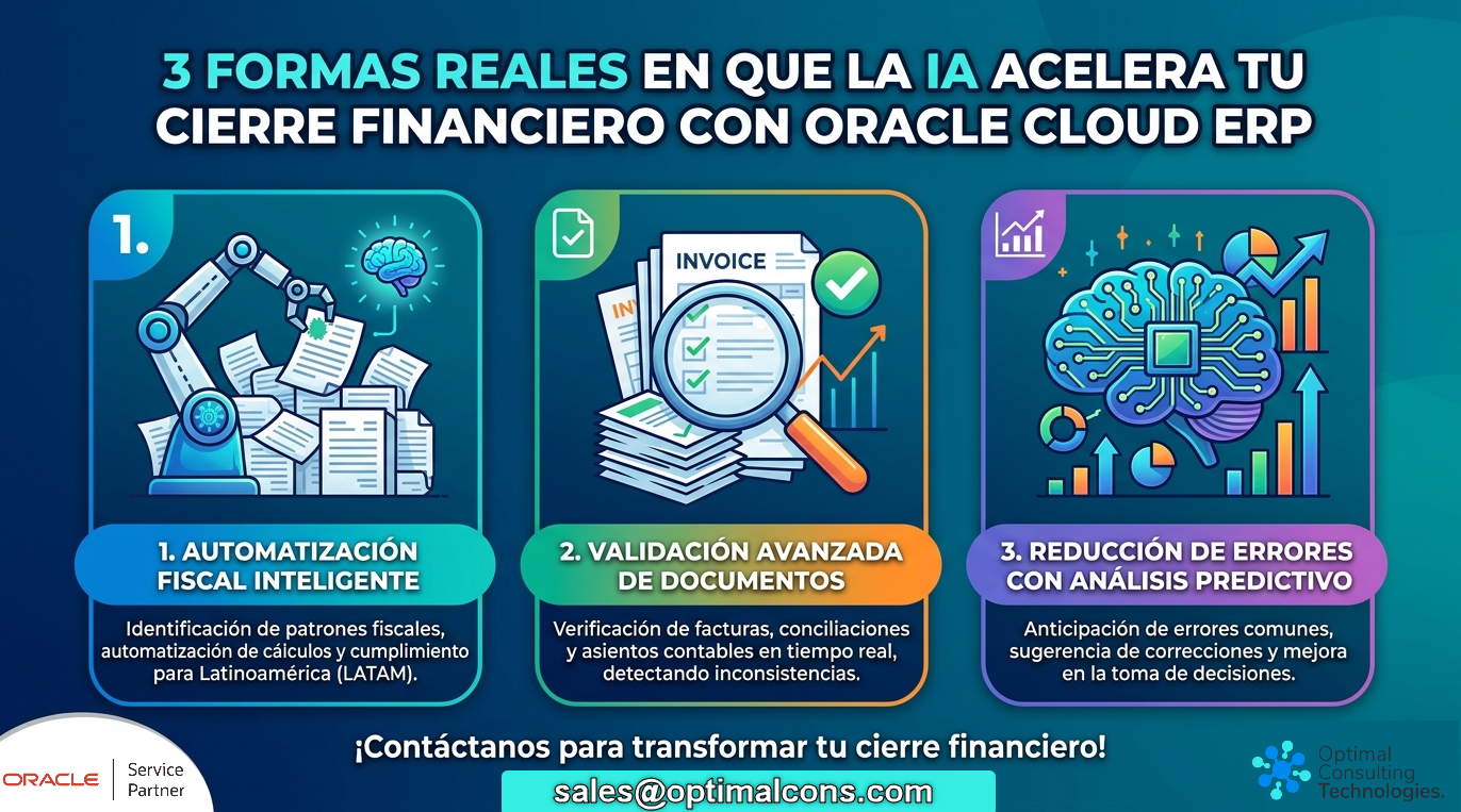 Tres formas reales en que la IA acelera el cierre financiero con Oracle Cloud ERP